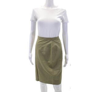 I Blue Womens Wool Zippered Knee Length Pencil Skirt Olive Green Size 40